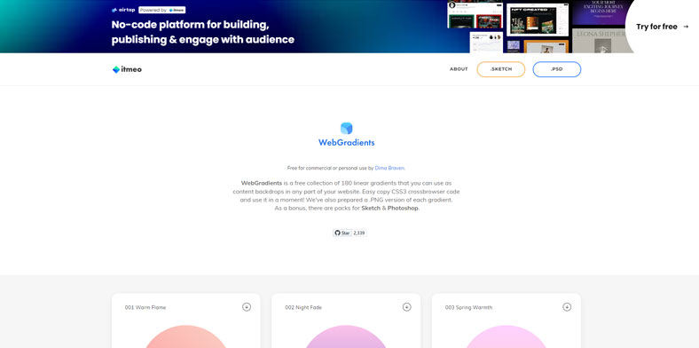 WebGradients--设计师必备必收藏的常用配色网站推荐